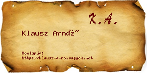 Klausz Arnó névjegykártya